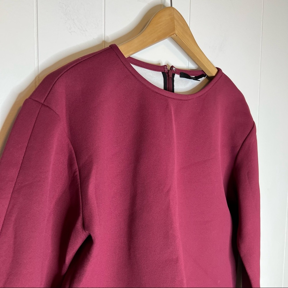 Tibi neoprene long sleeve top Sweater Burgundy Sz S - Picture 3 of 8